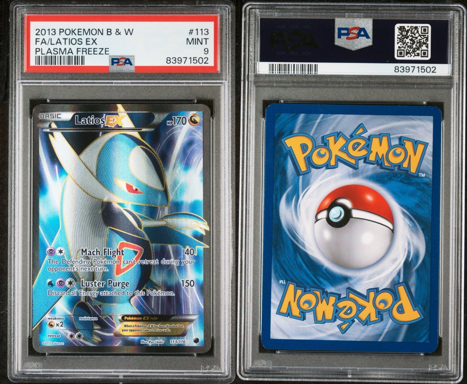 Pokemon Latios EX 113/116 PSA 9 Mint B&W Plasma Freeze Full Art 2013 Pop 136