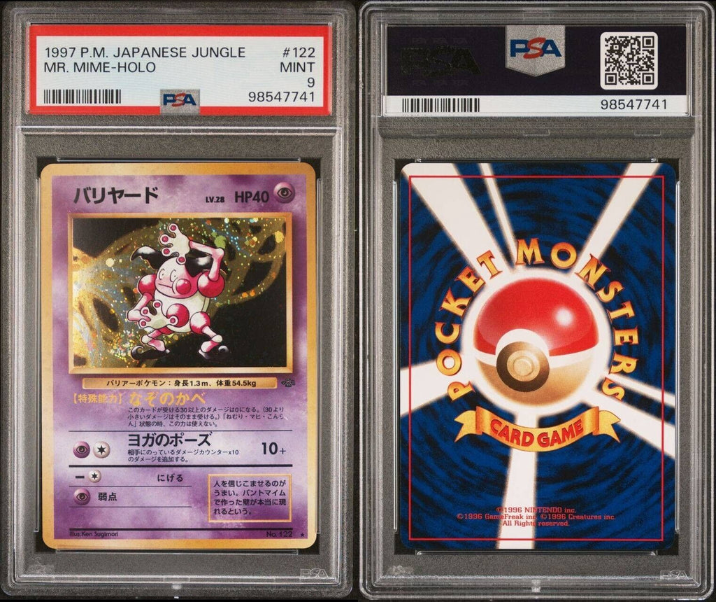 Pokemon Mr. Mime No. 122 PSA 9 Mint Japanese Jungle Holo Rare 1997 SWIRL