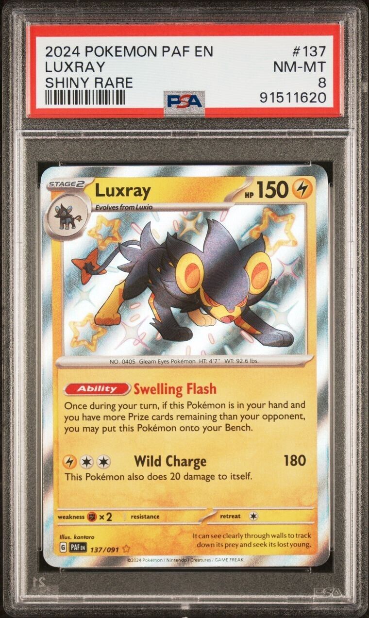 Pokemon Luxray 137/091 PSA 8 NM-MT Paldean Fates Shiny Holo Rare