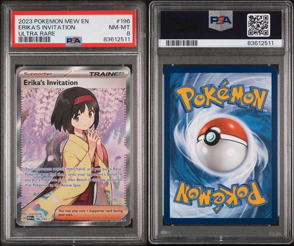 Pokemon Erika's Invitation 196/165 PSA 8 NM-MT 151 Full Art Mew EN Trainer