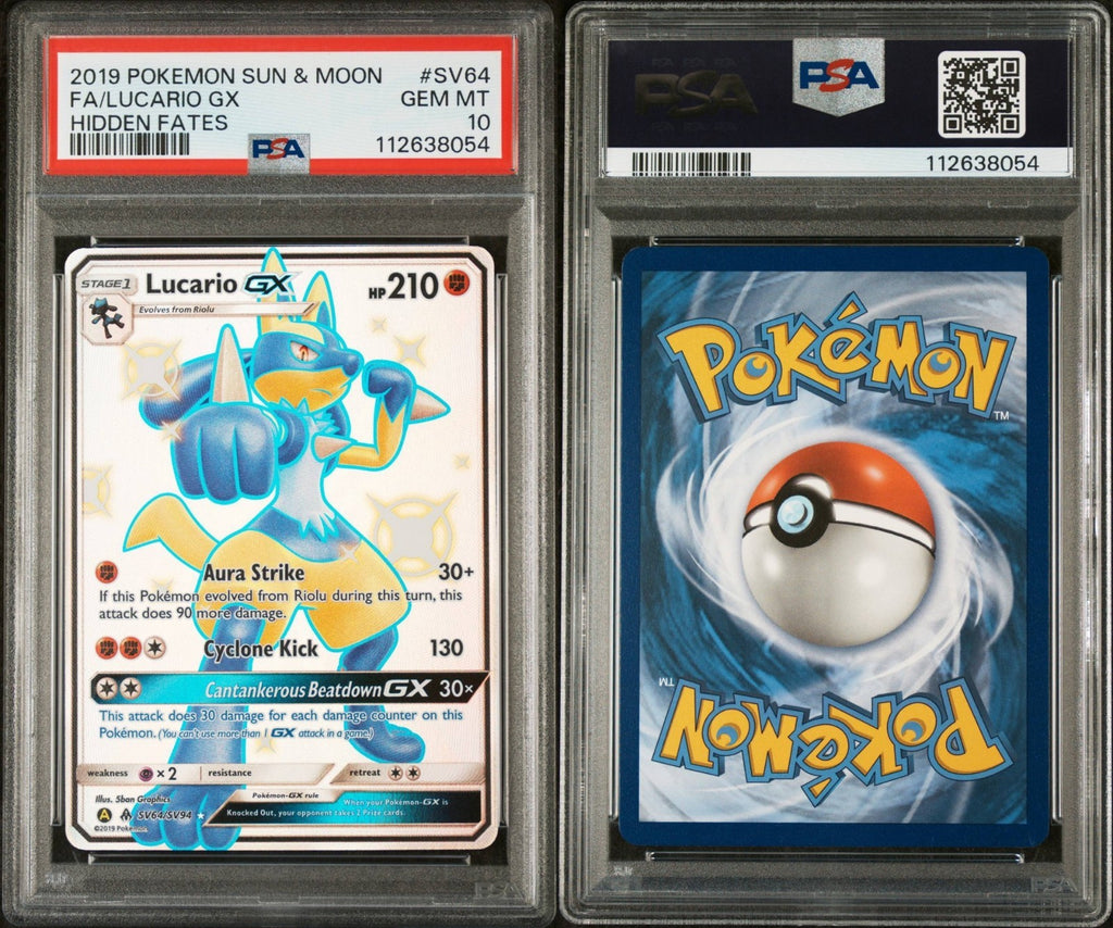 Pokemon Lucario GX SV64/SV94 PSA 10 Gem Mint SM Hidden Fates Shiny Full Art
