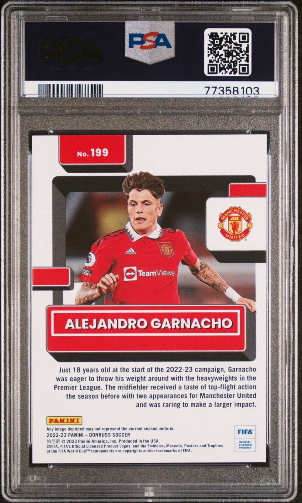 Panini Donruss FIFA Alejandro Garnacho #199 PSA 9 Mint Manchester United Rookie