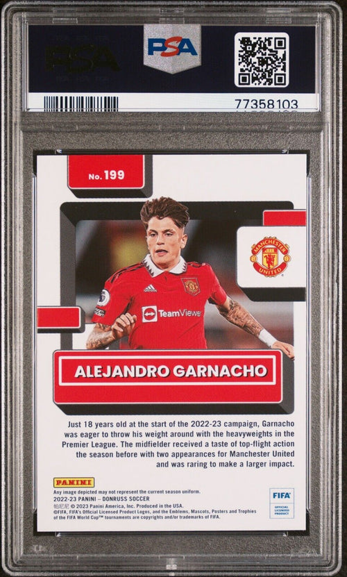 Panini Donruss FIFA Alejandro Garnacho #199 PSA 9 Mint Manchester United Rookie
