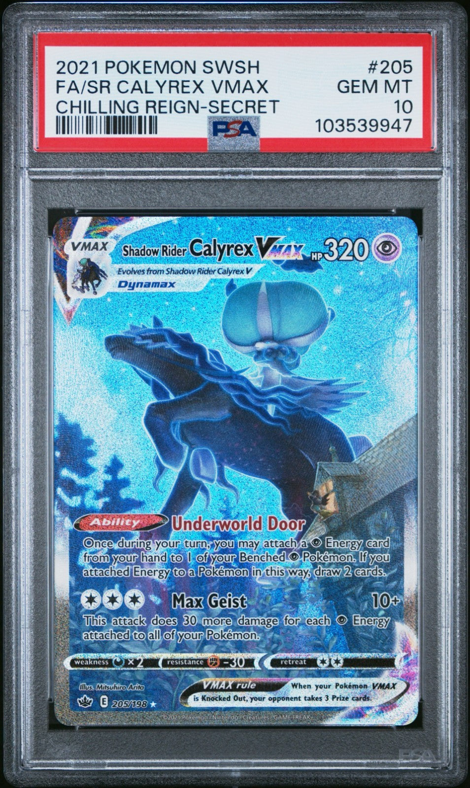 Pokemon Calyrex VMAX 205/198 PSA 10 Gem Mint SWSH Chilling Reign Alt Full Art