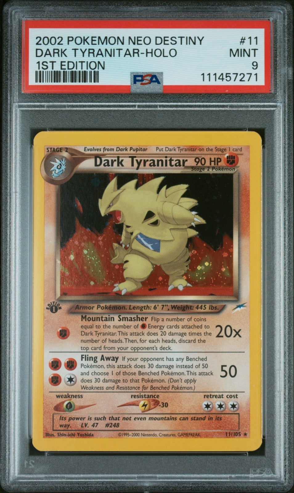 Pokemon Dark Tyranitar 11/105 PSA 9 Mint Neo Destiny 1st Edition Holo Rare 2002