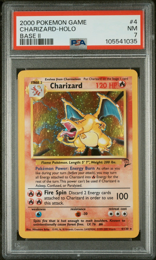 Pokemon Charizard 4/130 PSA 7 NM Base Set 2 Holo Rare 2000 WOTC
