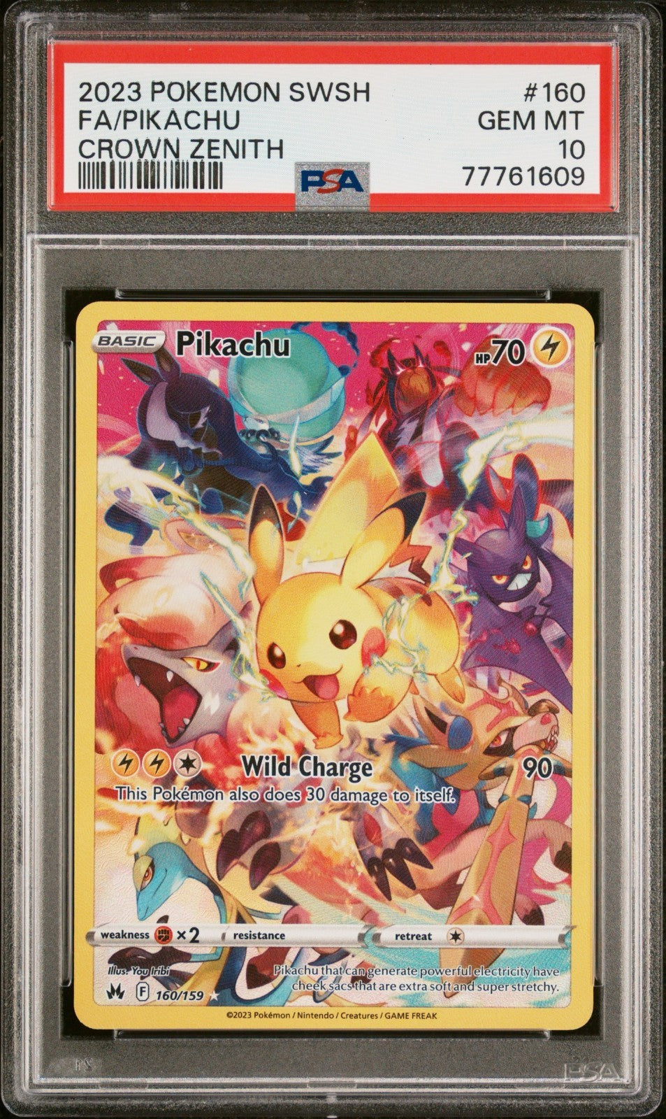 Pokemon Pikachu 160/159 PSA 10 SWSH Crown Zenith Full Art Secret 2023