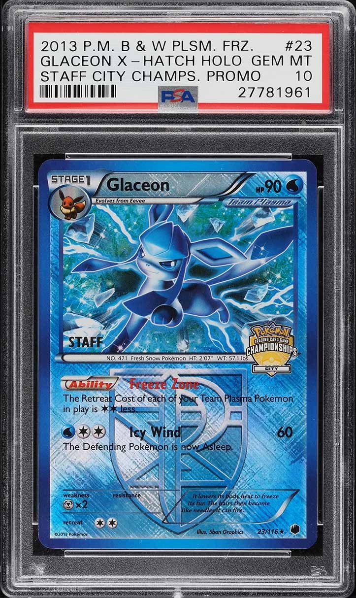 Pokemon Glaceon 23/116 PSA 10 BW Plasma Freeze 2013 City Champ Staff Holo Pop 30
