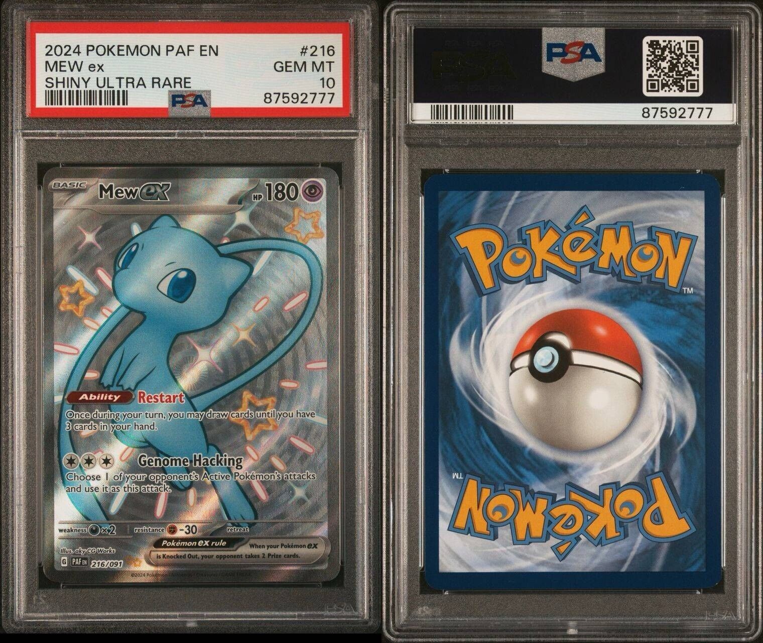 Pokemon Mew ex 216/091 PSA 10 Gem Mint Paldean Fates Shiny Ultra Rare Full Art