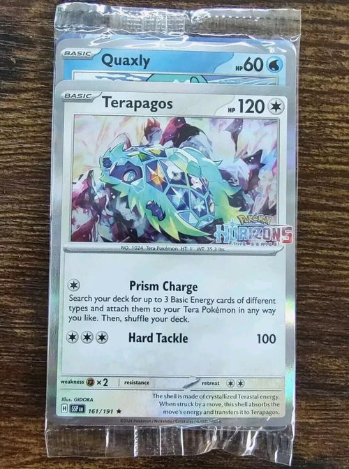 Pokemon Center Surging Sparks Stamped Promo Terapagos 161 & Quaxly 050 Sealed