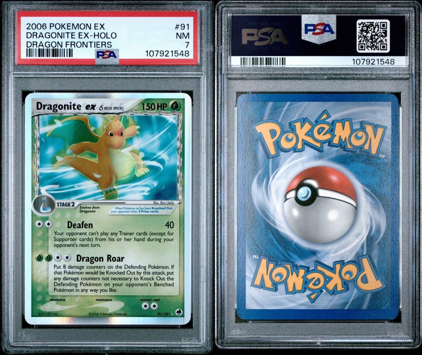 Pokemon Dragonite ex 91/101 PSA 7 NM Dragon Frontiers Holo Delta Species 2006