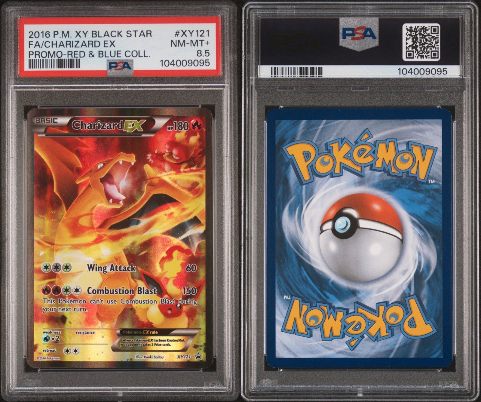 Pokemon Charizard EX XY121 PSA 8.5 NM-MT+ Red & Blue Collection Full Art Promo