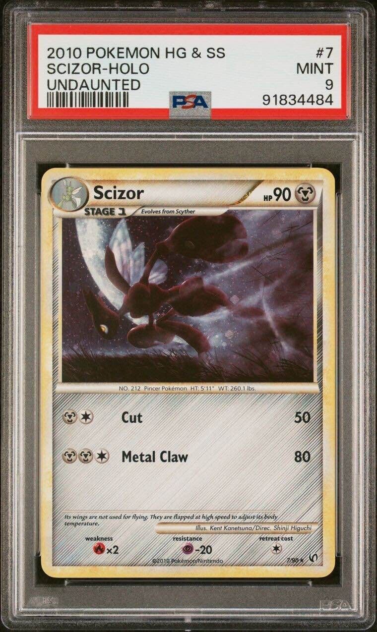 Pokemon Scizor 7/90 PSA 9 Mint HeartGold SoulSilver Undaunted Holo Rare 2010