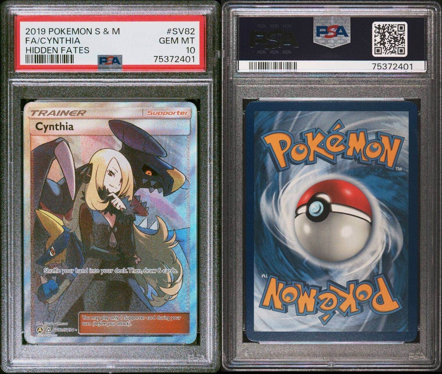 Pokemon Cynthia SV82/SV94 PSA 10 Gem Mint Hidden Fates Full Art Sun & Moon FA