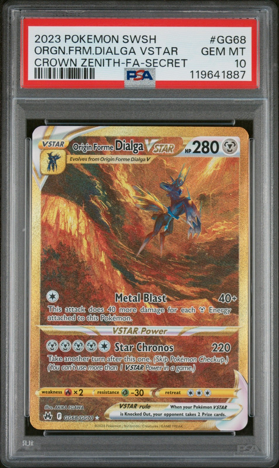 Pokemon Origin Forme Dialga VSTAR GG68/GG78 PSA 10 Crown Zenith Full Art Secret