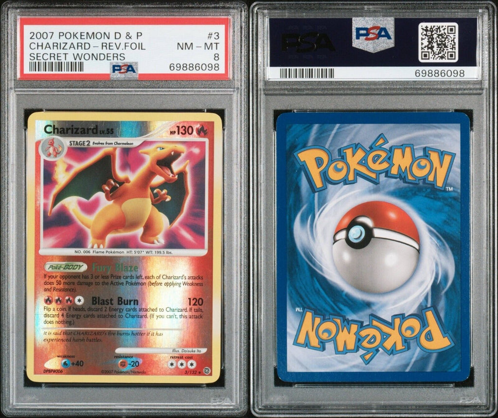 Pokemon Charizard 3/132 PSA 8 NM-MT DP Secret Wonders Reverse Holo 2007
