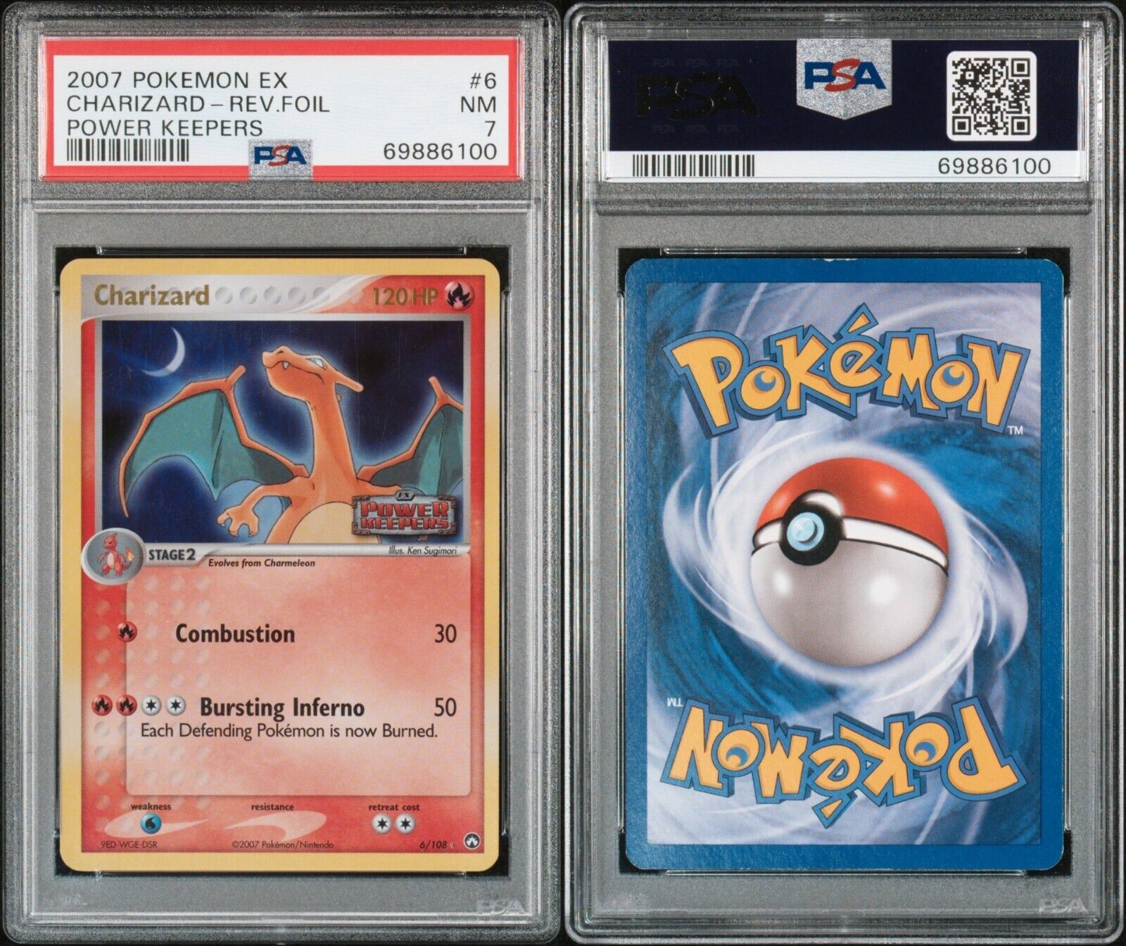 Pokemon Charizard 6/108 PSA 7 NM EX Power Keepers Reverse Foil Stamped Holo 2007