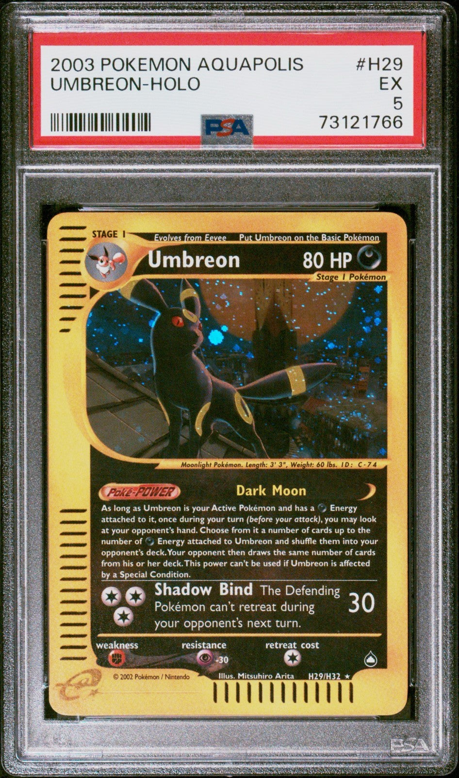Pokemon Umbreon H29/H32 PSA 5 Aquapolis E-Series Holo Rare 2003