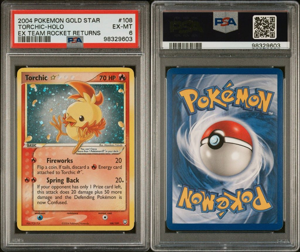 Pokemon Torchic Gold Star 108/109 PSA 6 EX-MT EX Team Rocket Returns Holo 2004