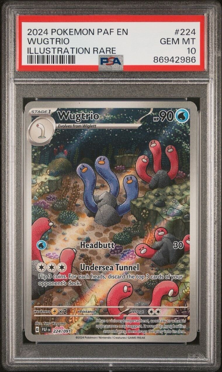 Pokemon Wugtrio 224/091 PSA 10 Gem Mint Paldean Fates Illustration Rare FA