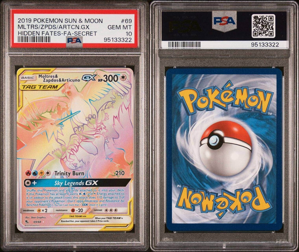 Pokemon Moltres Zapdos Articuno GX 69/68 PSA 10 Gem Mint Hidden Fates Secret FA