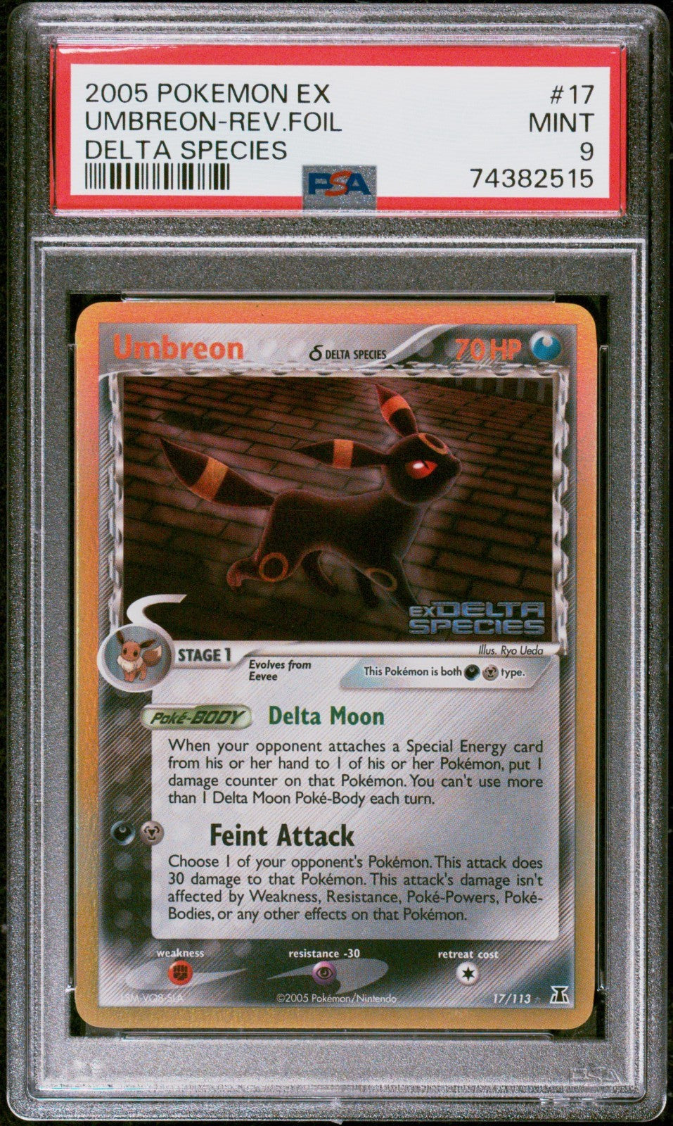 Pokemon Umbreon 17/113 PSA 9 Ex Delta Species Reverse Foil 2005