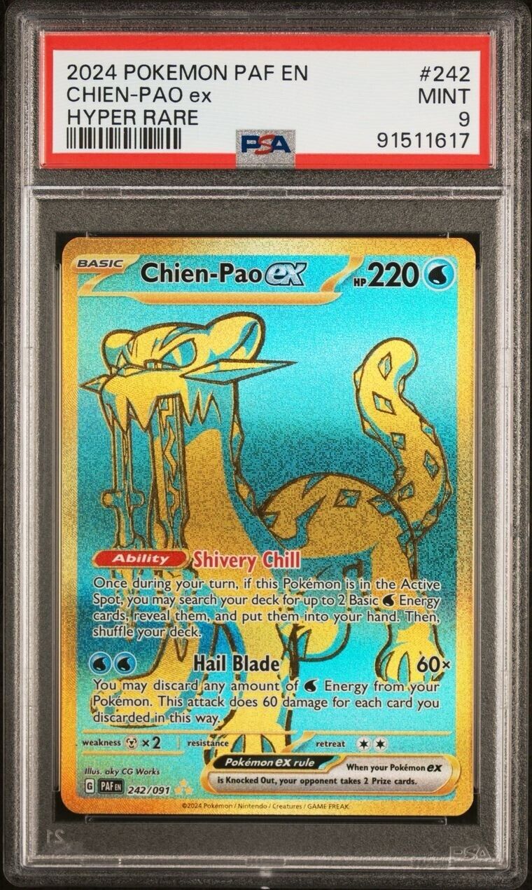 Pokemon Chien-Pao 242/091 PSA 9 Mint Paldean Fates Hyper Rare Gold FA