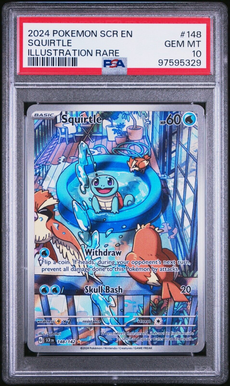 Pokemon Squirtle 148/142 PSA 10 Gem Mint SV Stellar Crown Illustration Rare FA