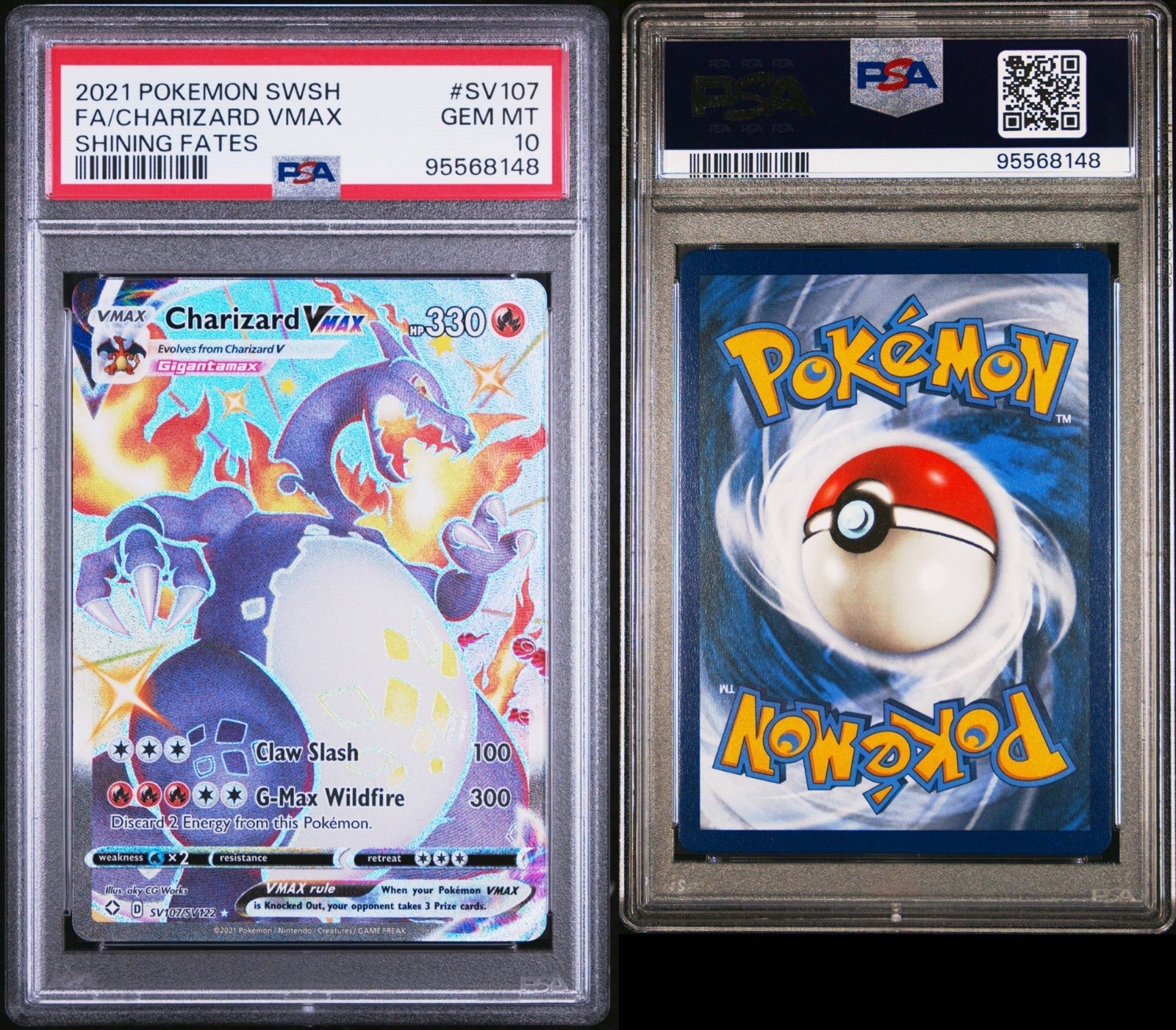 Pokemon Charizard VMAX SV107/SV122 PSA 10 Gem Mint SWSH Shining Fates Full Art