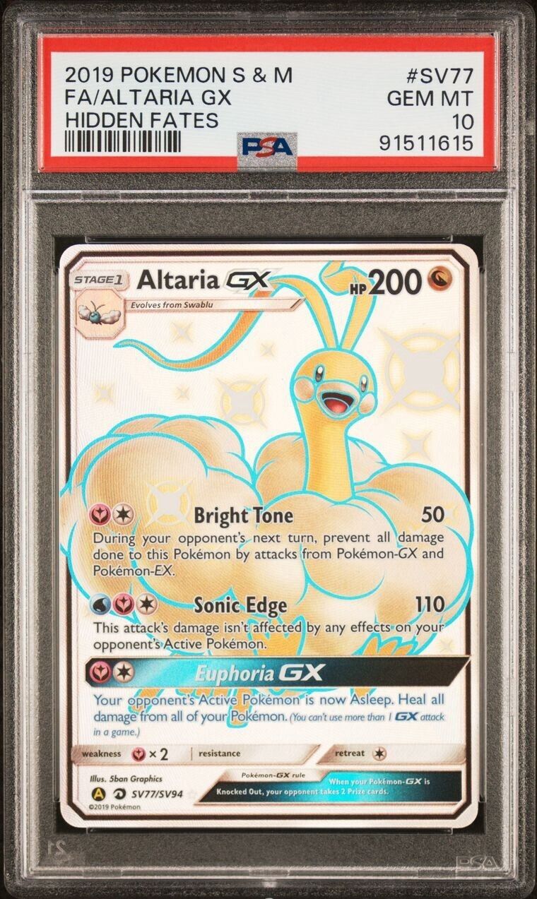 Pokemon Altaria GX SV77/SV94 PSA 10 Gem Mint Hidden Fates Shiny Full Art