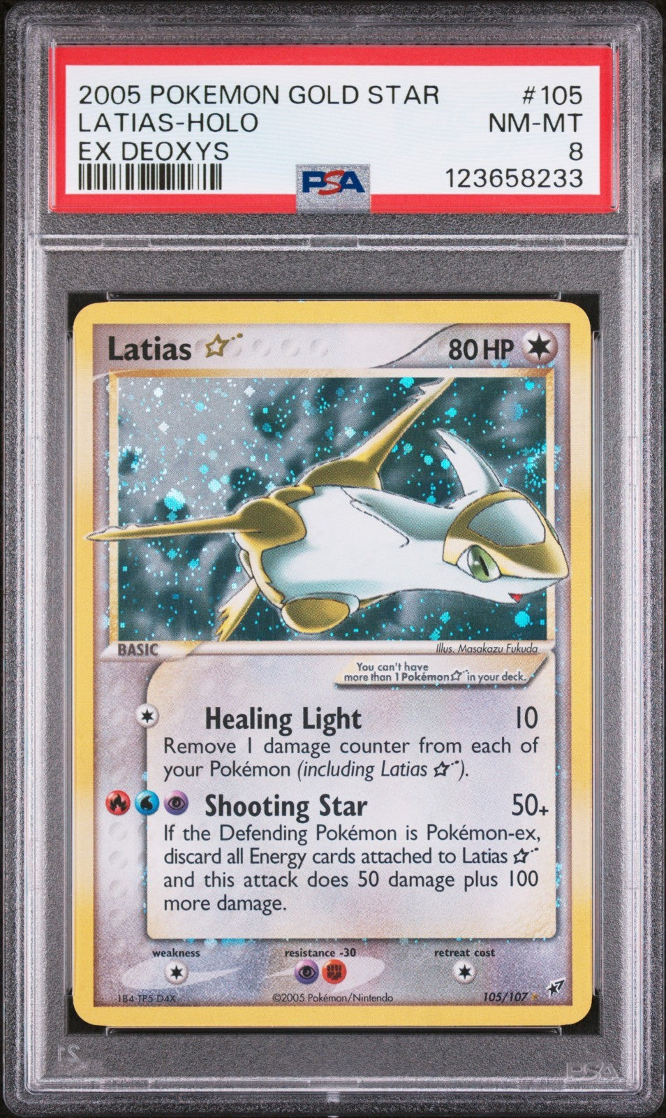 Pokemon Latias Gold Star 105/107 PSA 8 NM-MT EX Deoxys Holo Rare DOUBLE SWIRL