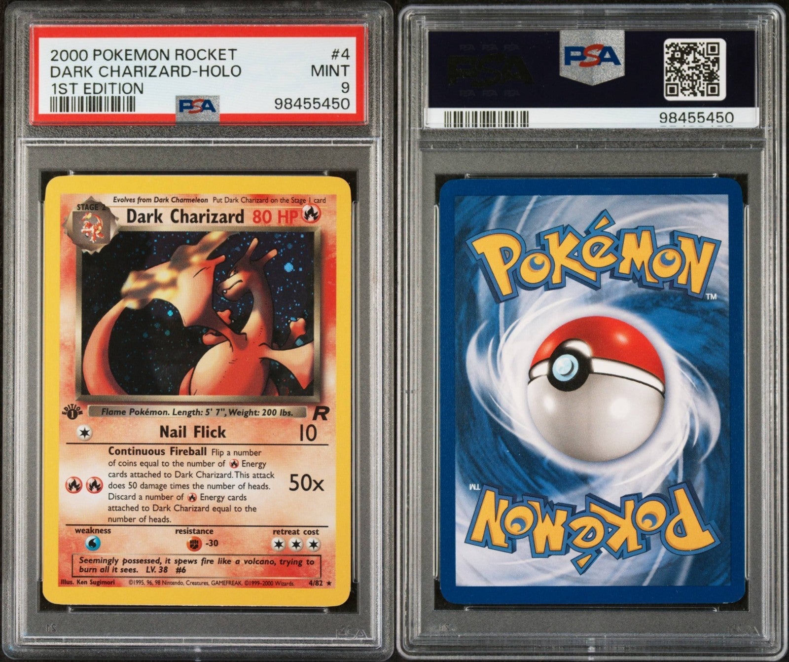 Pokemon Dark Charizard 4/82 PSA 9 Mint Rocket 1st Edition Holo Rare 2000