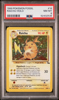 Pokemon Raichu 14/62 PSA 8 NM-MT Fossil Unlimited Holo Rare 1999 WOTC