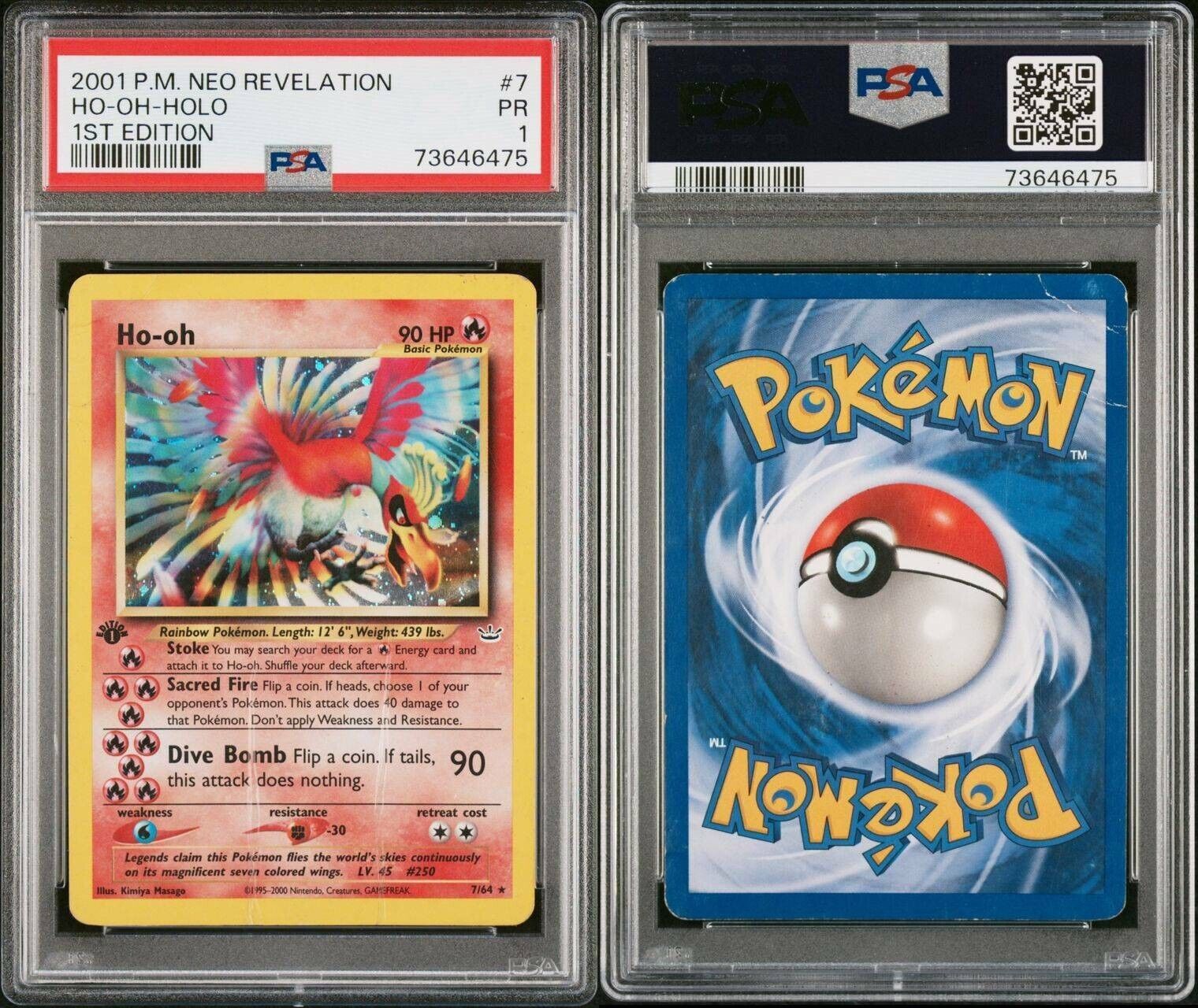 Pokemon Ho-Oh 7/64 PSA 1 Poor Neo Revelation 1st Edition Holo Rare Pop 9