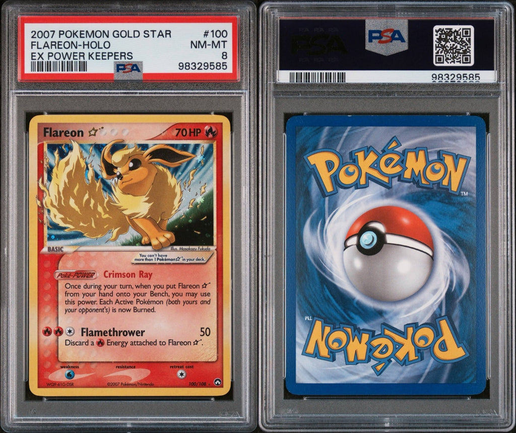 Pokemon Flareon Gold Star 100/108 PSA 8 NM-MT EX Power Keepers Holo Rare 2007