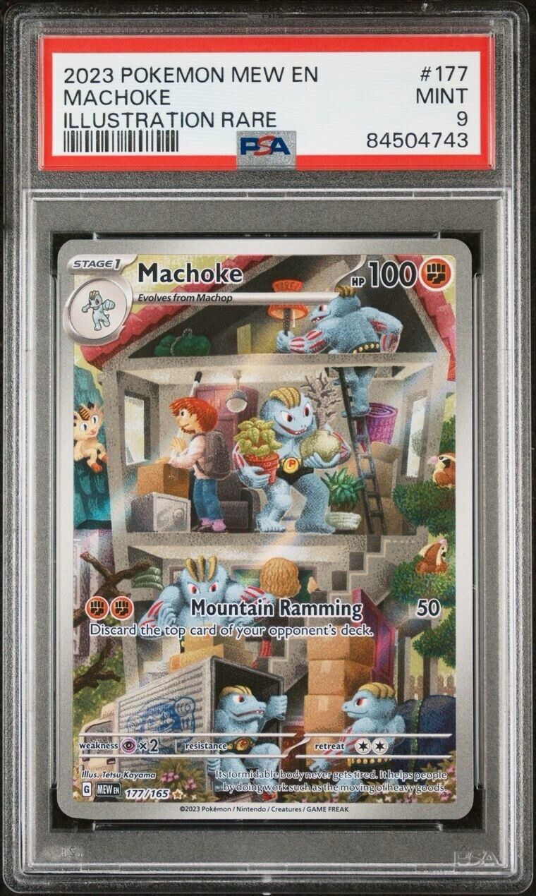 Pokemon Machoke 177/165 PSA 9 Mint 151 Illustration Rare Mew EN FA