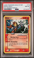 Pokemon Entei Gold Star 113/115 PSA 8 NM-MT EX Unseen Forces Holo Rare 2005