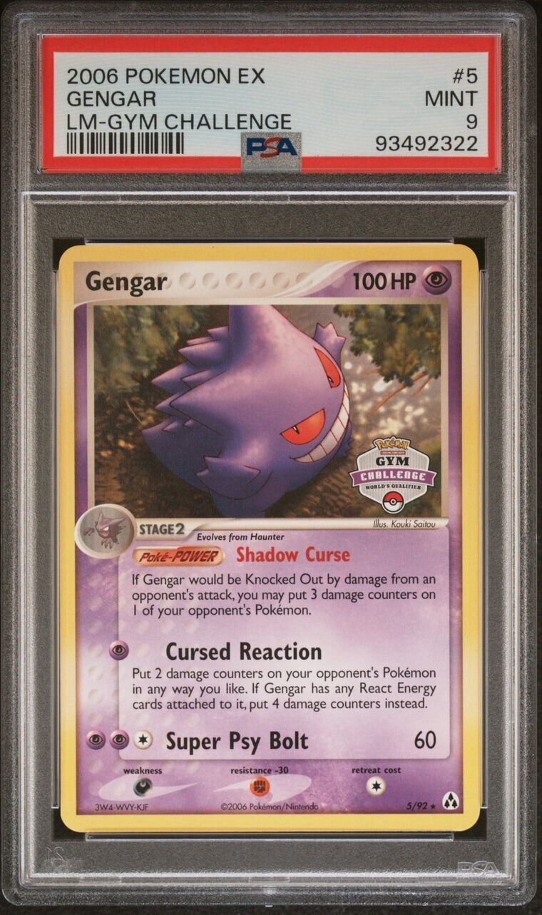 Pokemon Gengar 5/92 PSA 9 Mint EX Legend Maker Gym Challenge Worlds Promo