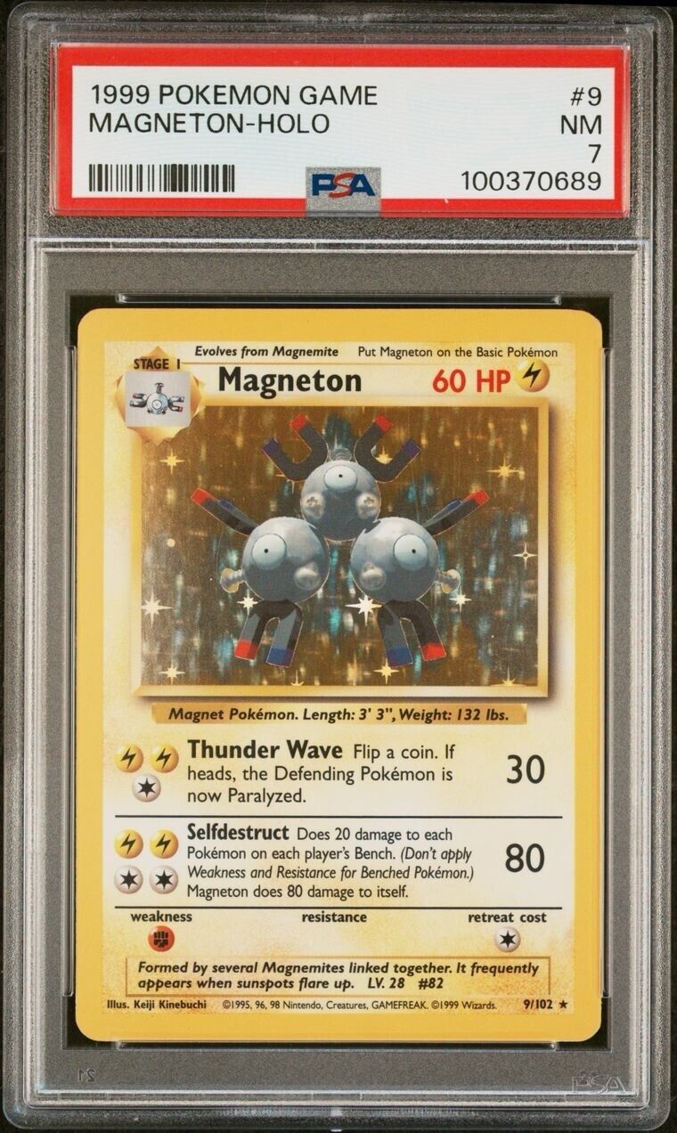 Pokemon Magneton 9/102 PSA 7 NM Base Set Unlimited Holo Rare 1999 WOTC