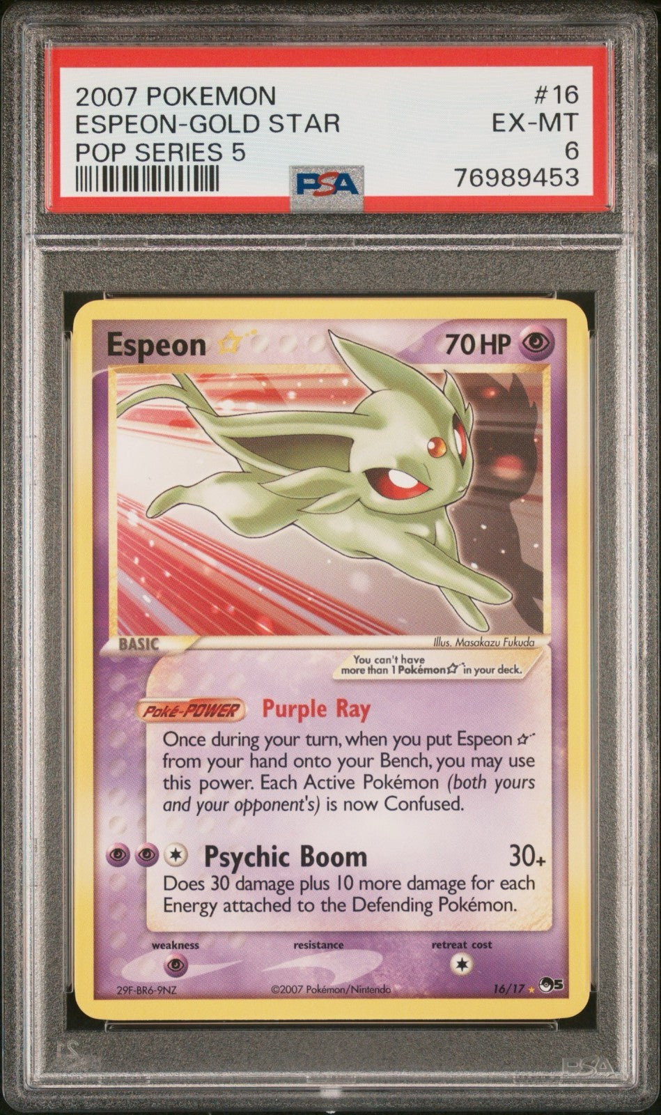 Pokemon Espeon Gold Star 16/17 PSA 6 EX-MT 2007 Pop Series 5 2007 Grail Pop 50