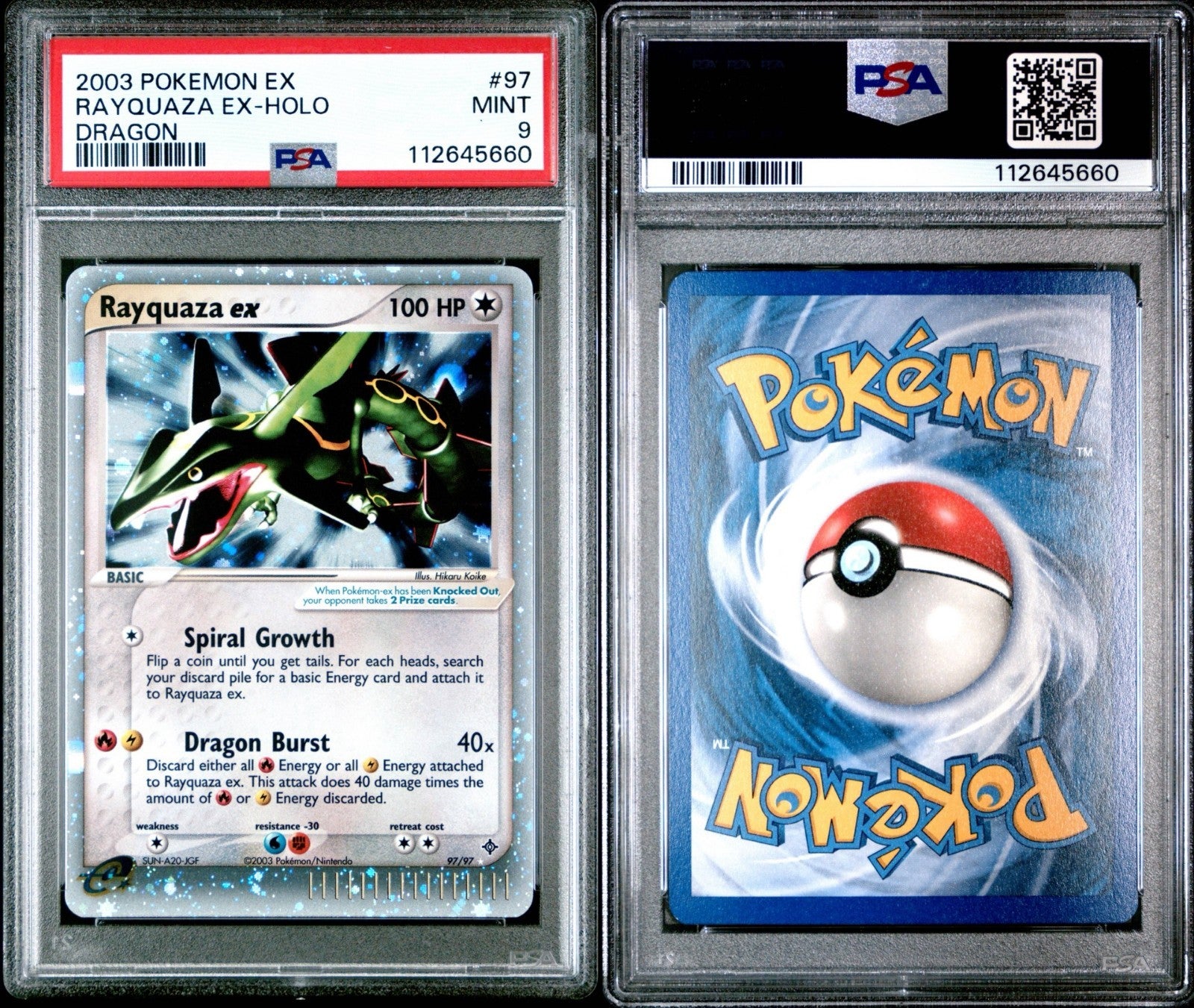 Pokemon Rayquaza ex 97/97 PSA 9 Mint EX Dragon Holo Rare E Series 2003
