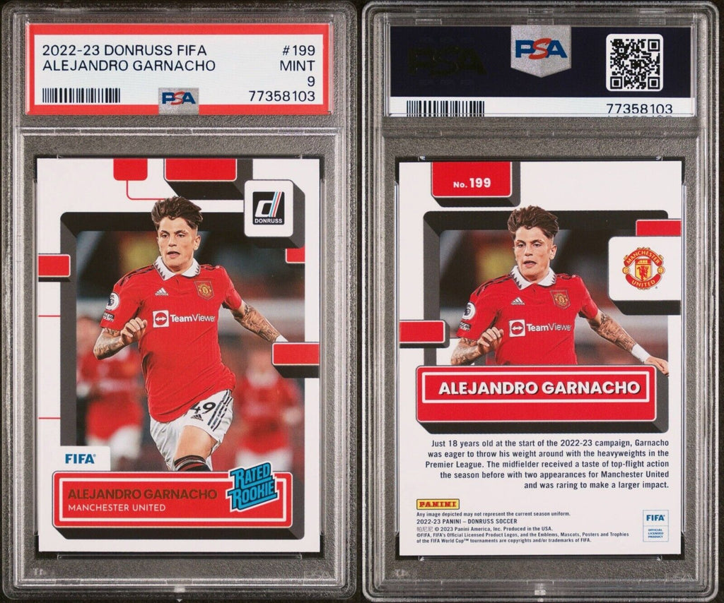 Panini Donruss FIFA Alejandro Garnacho #199 PSA 9 Mint Manchester United Rookie