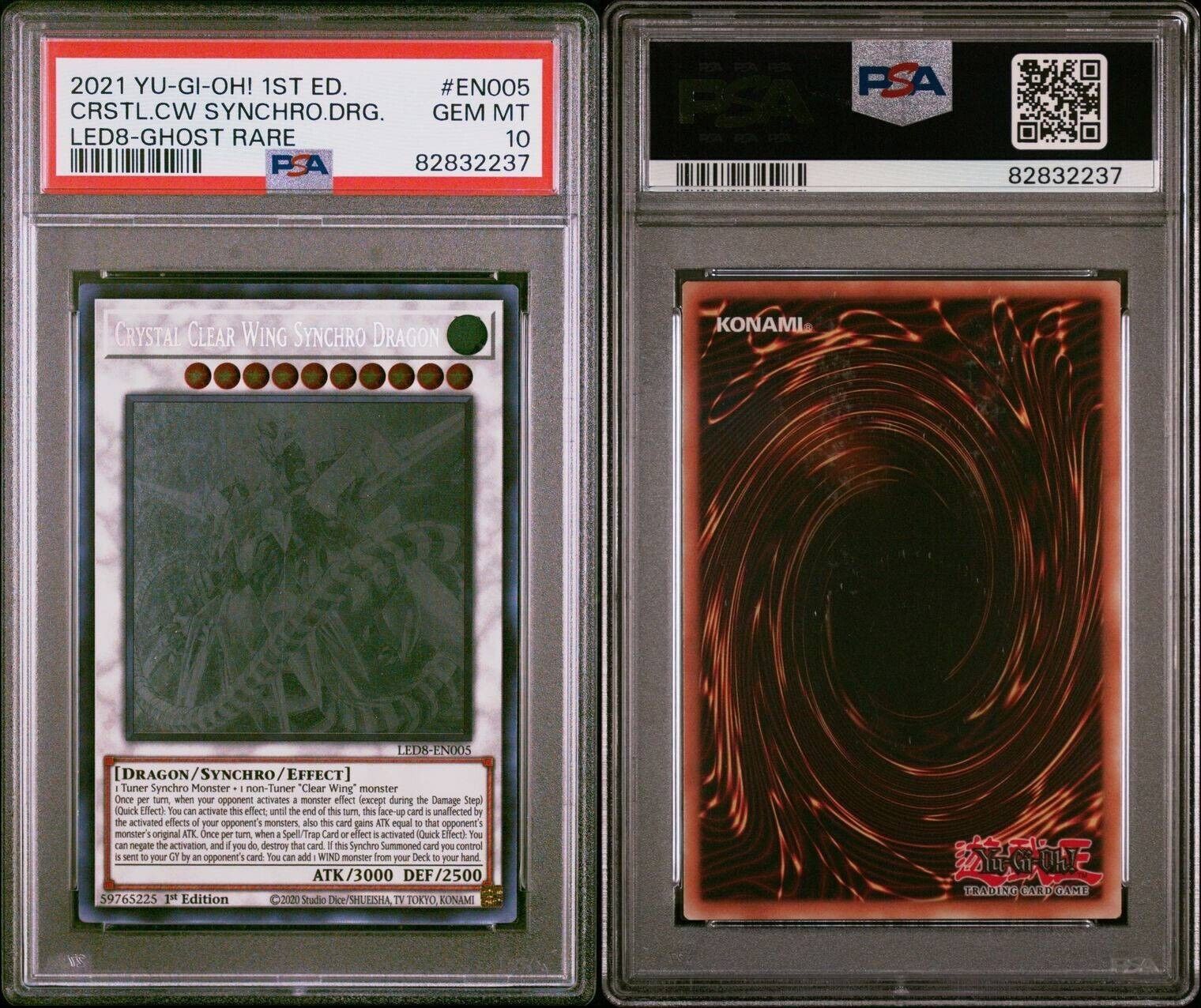 Yugioh Crystal Clear Wing Synchro Dragon LED8-EN005 PSA 10 Ghost Rare 1st Ed