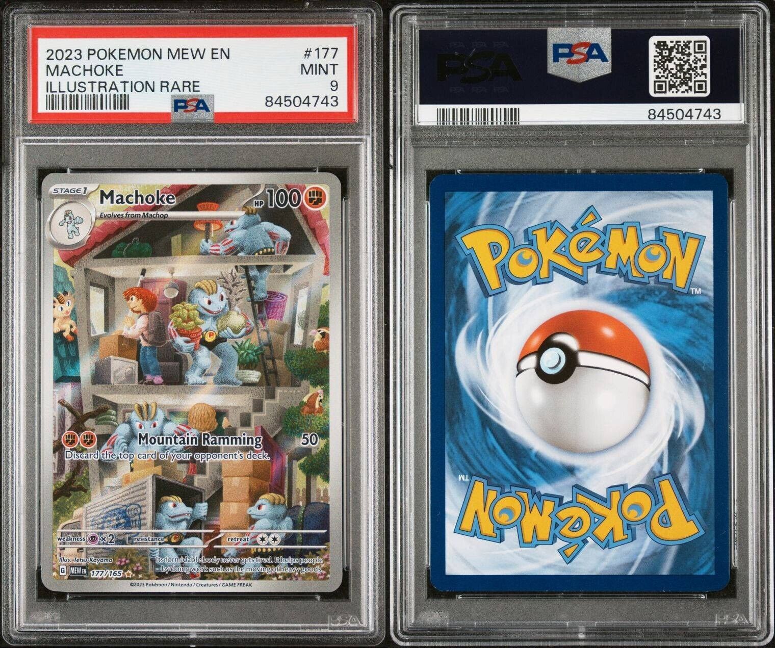 Pokemon Machoke 177/165 PSA 9 Mint 151 Illustration Rare Mew EN FA