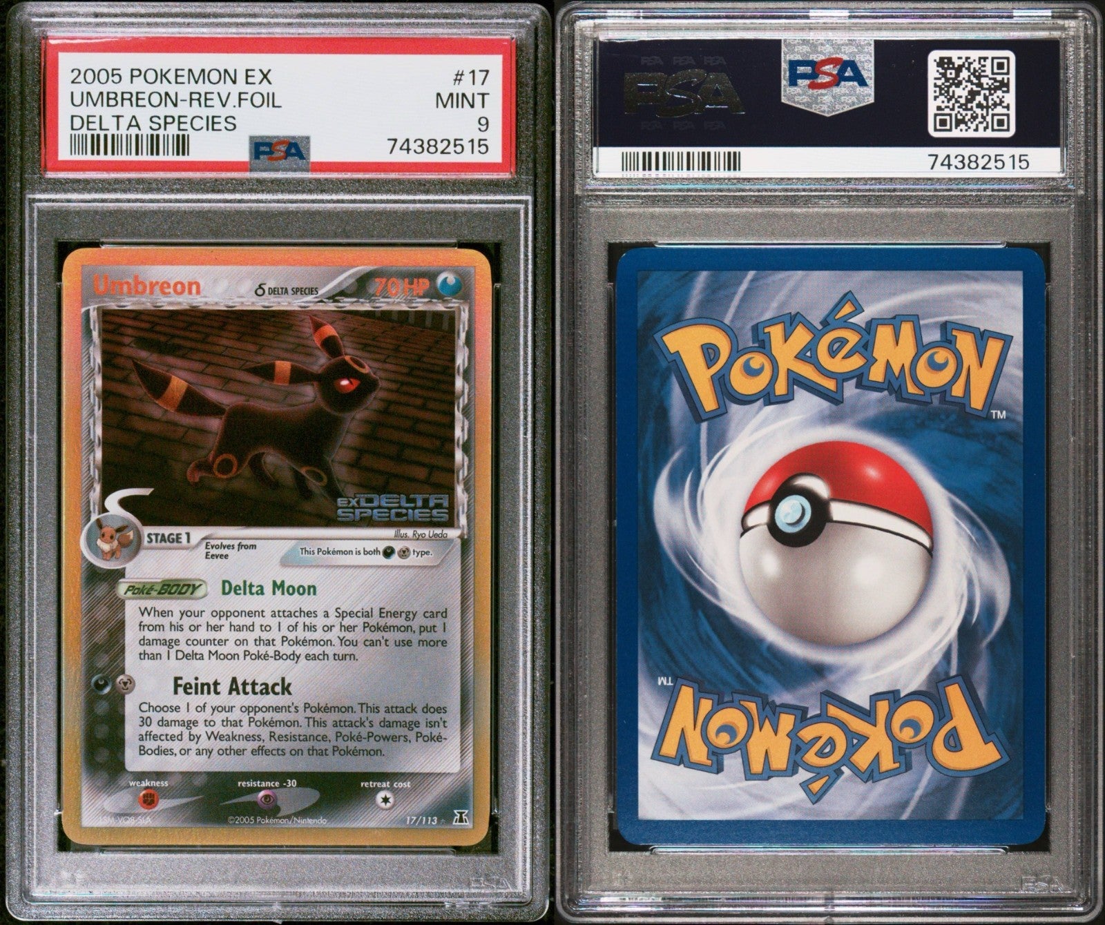 Pokemon Umbreon 17/113 PSA 9 Ex Delta Species Reverse Foil 2005
