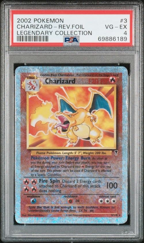 Pokemon Charizard 3/110 PSA 4 Legendary Collection Reverse Foil Holo 2002