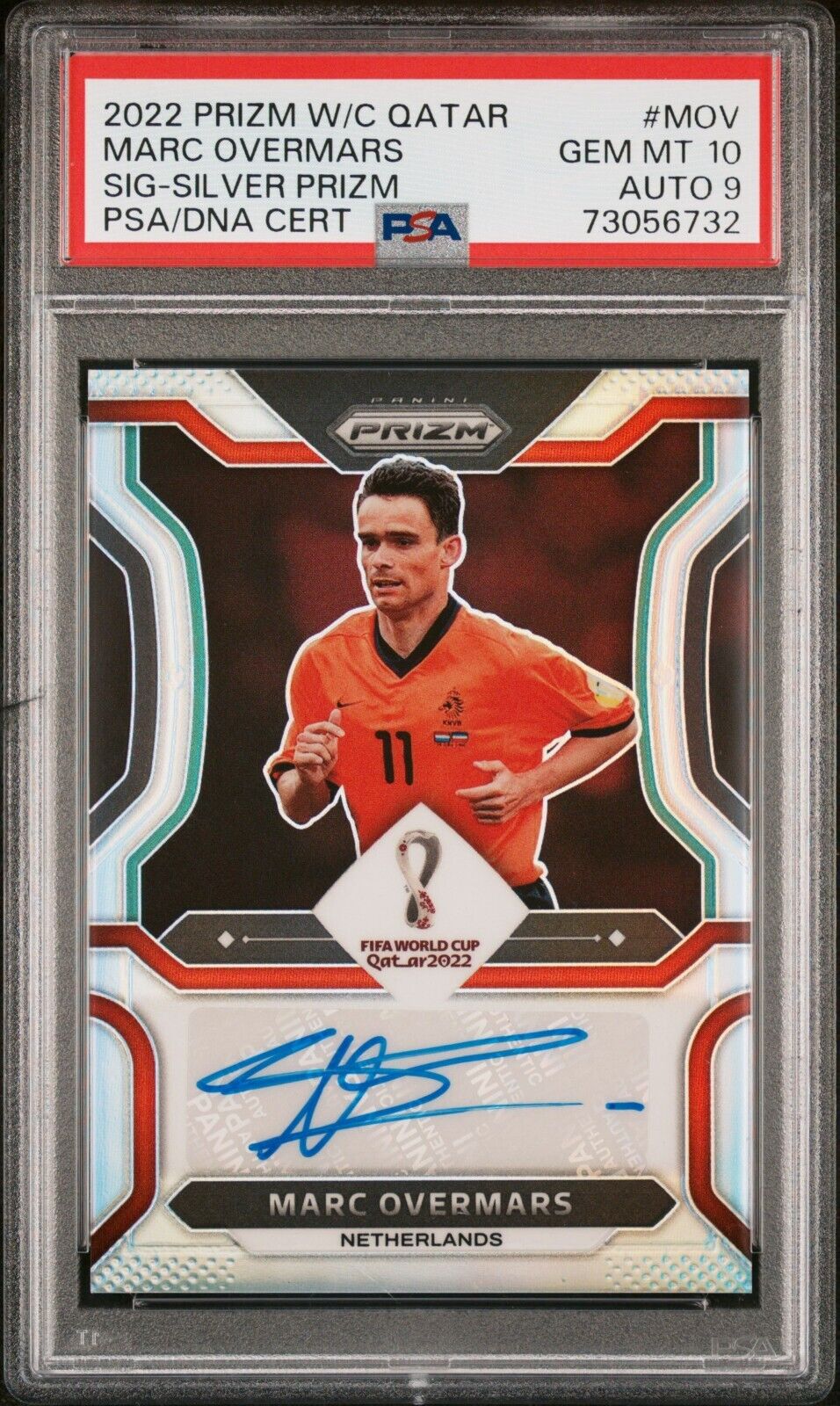 Panini Prizm Marc Overmars Auto 15/25 PSA 10 Gem Mint World Cup Qatar Silver Sig