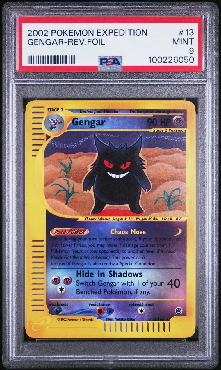 Pokemon Gengar 13/165 PSA 9 Mint Expedition Reverse Holo Foil 2002 New Cert