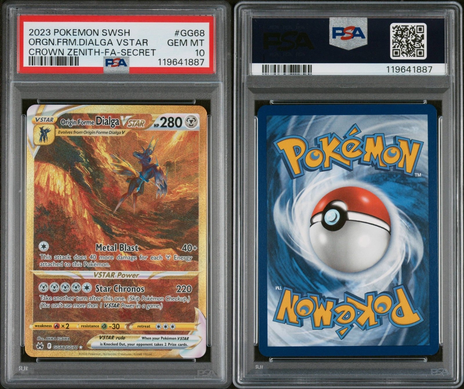 Pokemon Origin Forme Dialga VSTAR GG68/GG78 PSA 10 Crown Zenith Full Art Secret