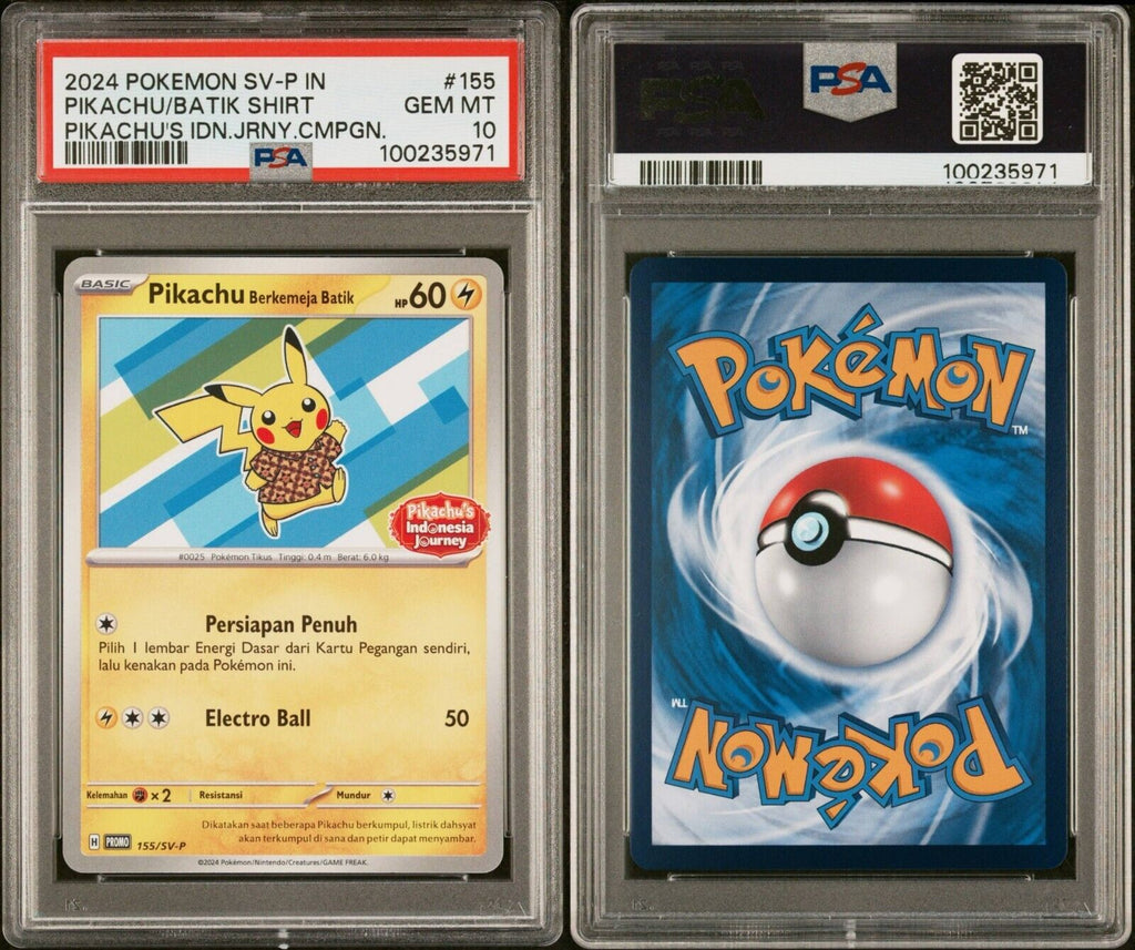 Pokemon Pikachu 155/SV-P PSA 10 Indonesia Journey Batik Shirt Exclusive Promo